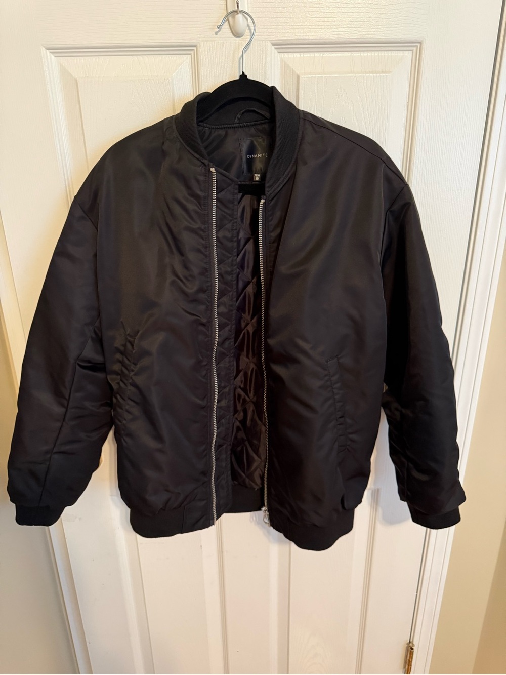 Dynamite Black Satin Bomber Jacket